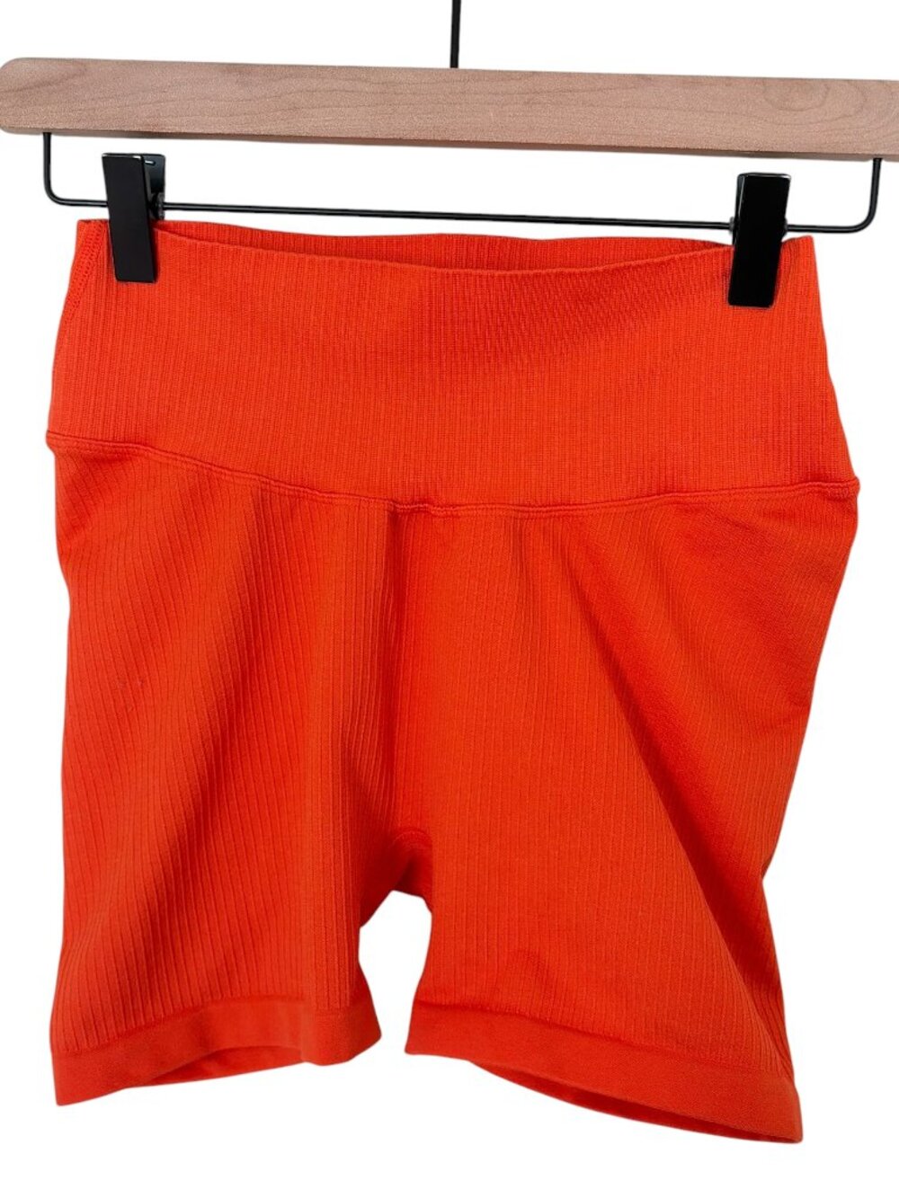 Vitality Balance Athletica Orange Ribbed Seamless Linear Bike Shorts